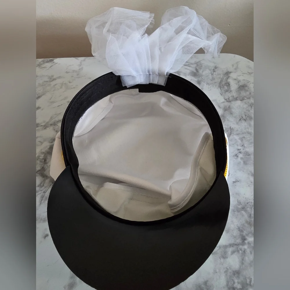 Captain's Hat With Veil- Black & White